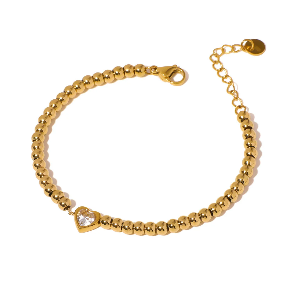 Wholesale Women's Exquisite Light Luxury Highend Electroplated Stainless Steel And 18K Heart Shape And Geometric Bracelet With Inlaid Zircon Design - Image 4