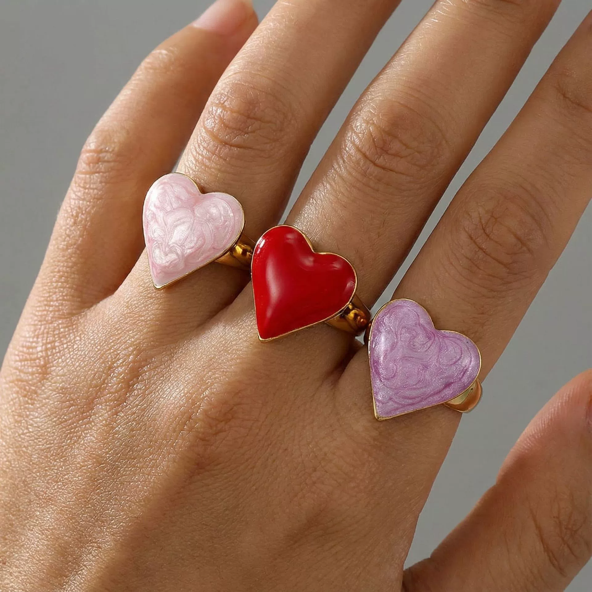 Wholesale Women's Fairy Style Electroplated Titanium Steel Heart And Flower Ring - Image 3