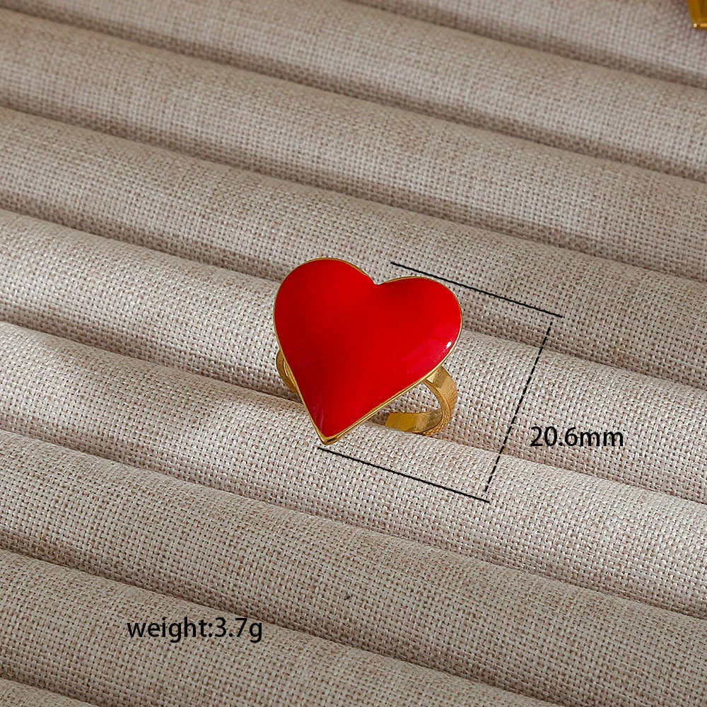 Wholesale Women's Fairy Style Electroplated Titanium Steel Heart And Flower Ring - Image 8