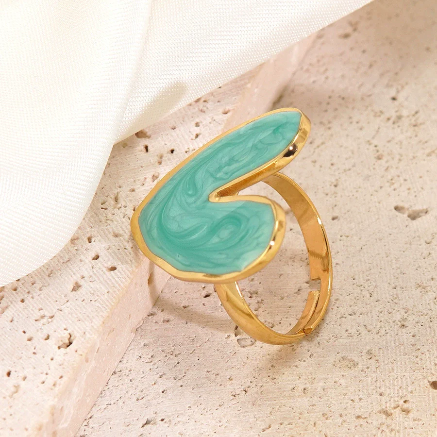 Wholesale Women's Fairy Style Heartshaped Oil Dripping Stainless Steel Ring - Image 3