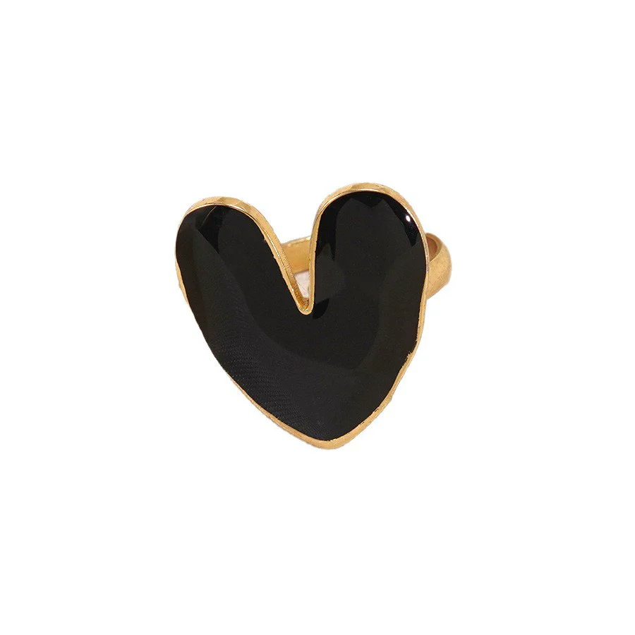 Wholesale Women's Fairy Style Heartshaped Oil Dripping Stainless Steel Ring - Image 5
