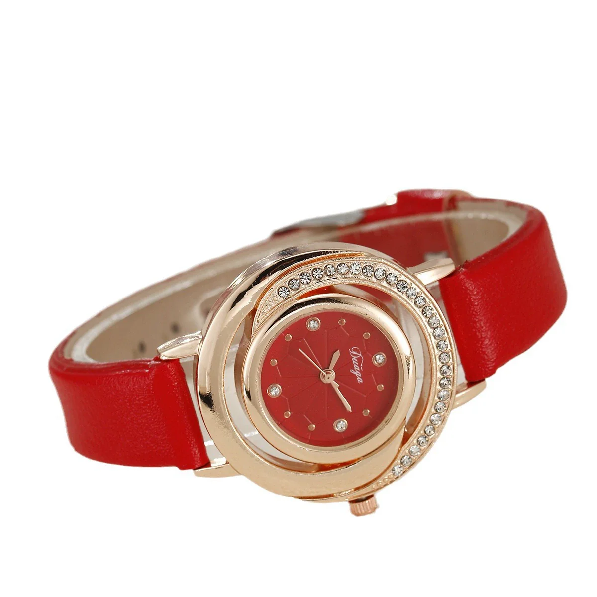 Wholesale Women's Fashion Alloy And Pu Belt Round Dial Quartz Watch With Diamond Inlay - Image 5