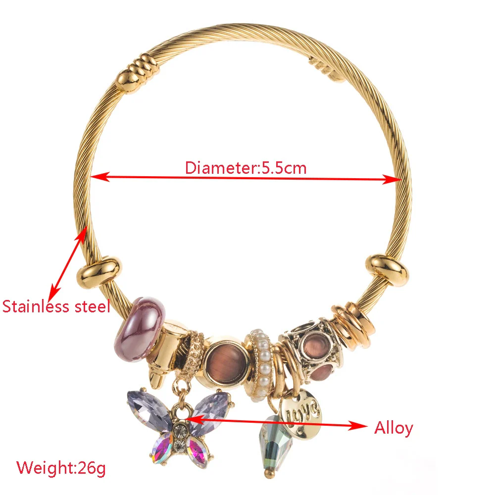 Wholesale Women's Fashion Alloy Butterfly And Insect Pattern Diamond Bracelet Jewelry - Image 2