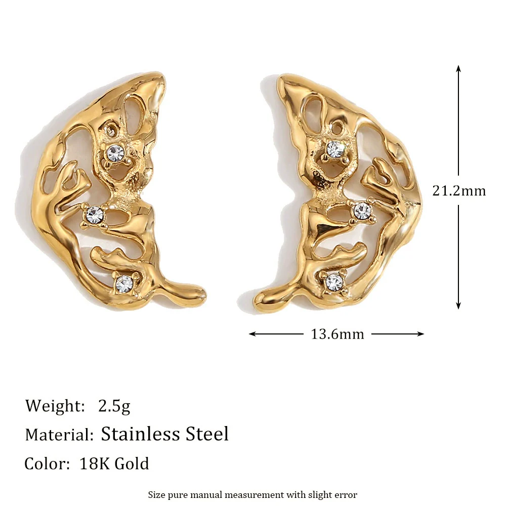 Wholesale Women's Fashion Animal Zodiac Stainless Steel Electroplated 18K Gold Hollow Wings Earrings - Image 2