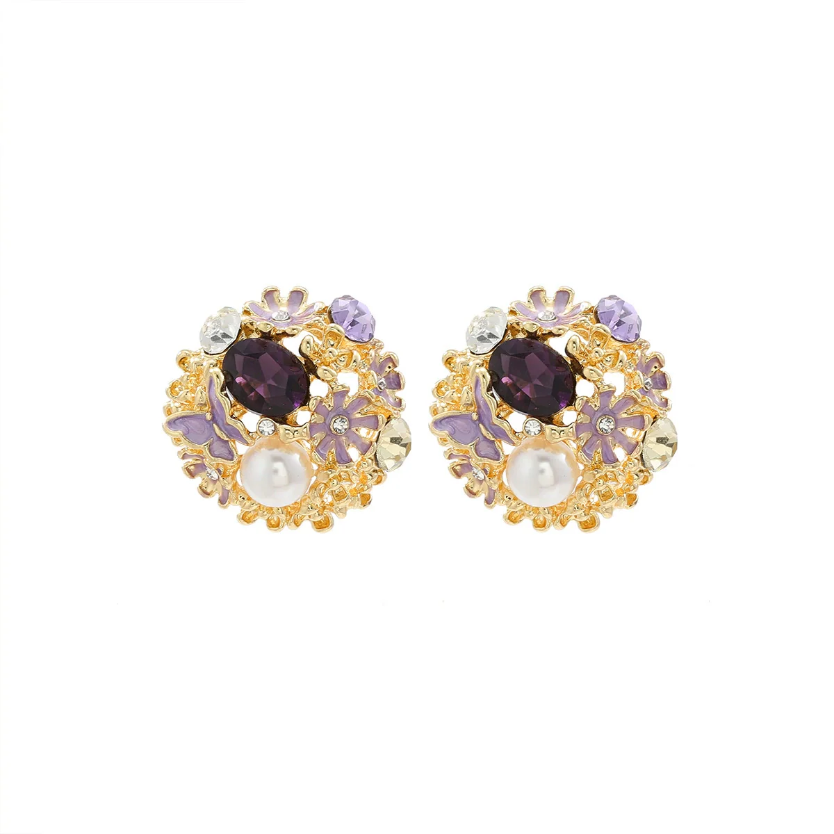 Wholesale Women's Fashion Earrings With Rhinestone And Diamondset Flower Design - Image 6