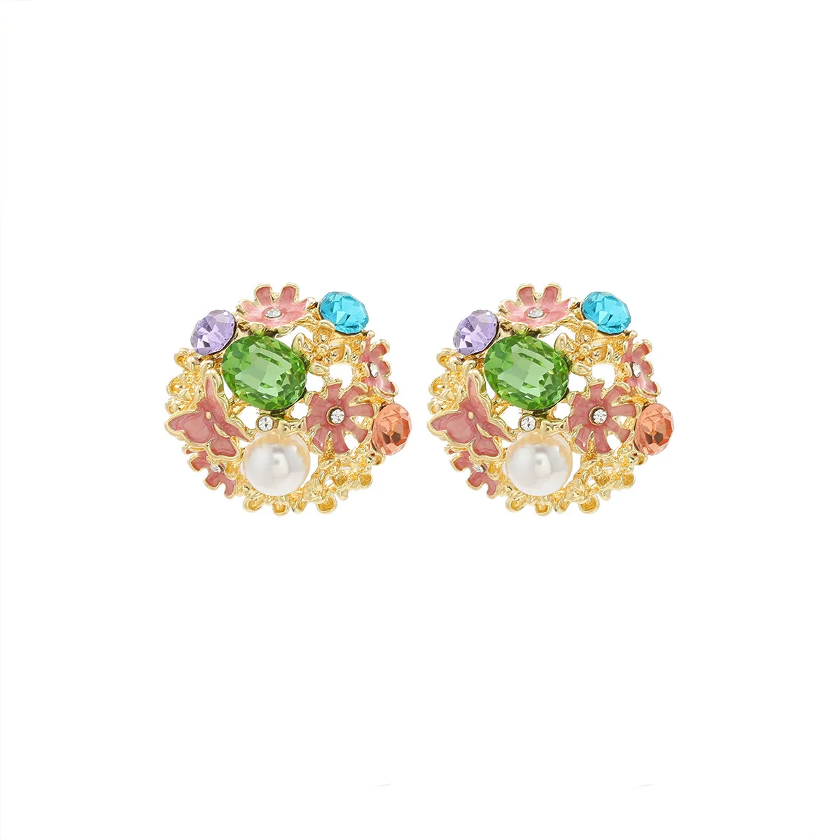 Wholesale Women's Fashion Earrings With Rhinestone And Diamondset Flower Design - Image 7