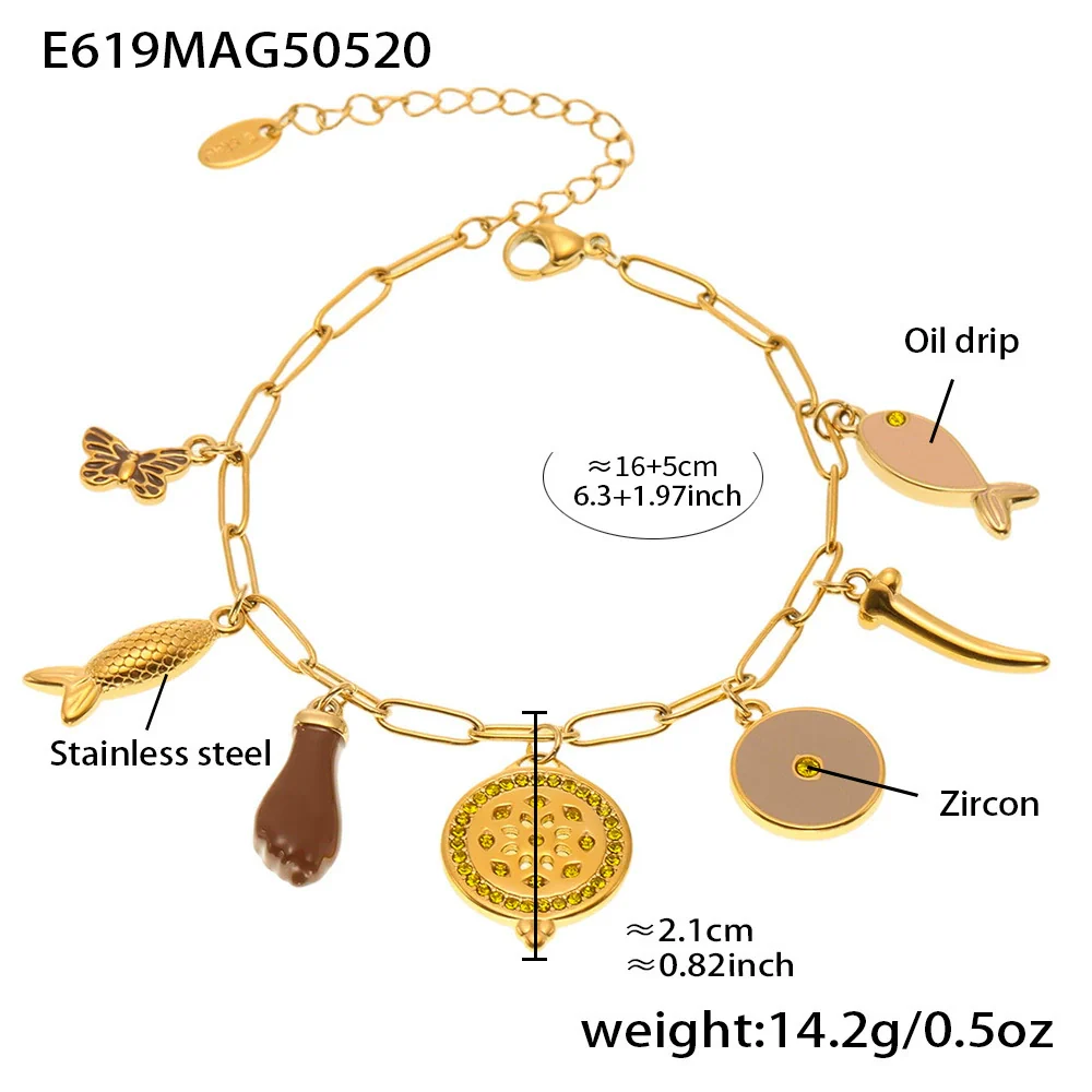 Wholesale Women's Fashion Electroplated Stainless Steel Geometric Ferris Wheel Enamel Glaze Bracelet Luxury Jewelry - Image 10