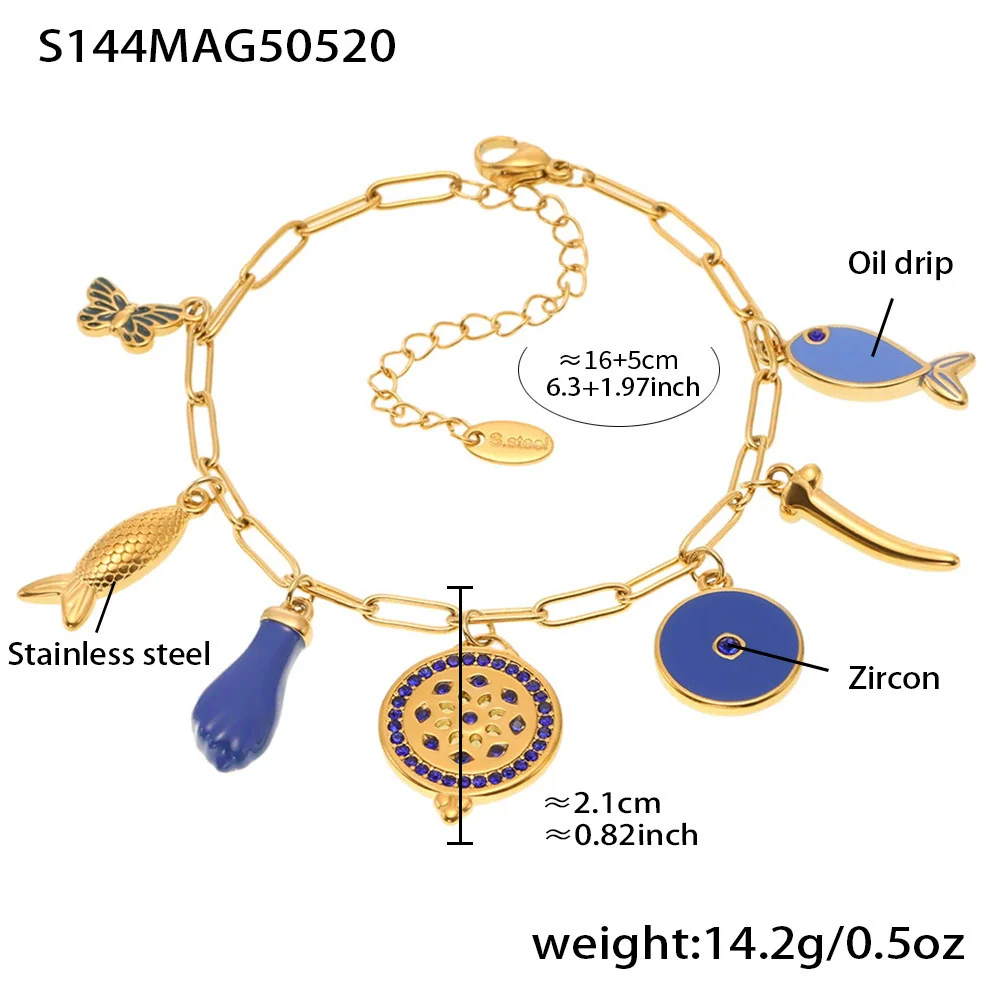 Wholesale Women's Fashion Electroplated Stainless Steel Geometric Ferris Wheel Enamel Glaze Bracelet Luxury Jewelry - Image 13