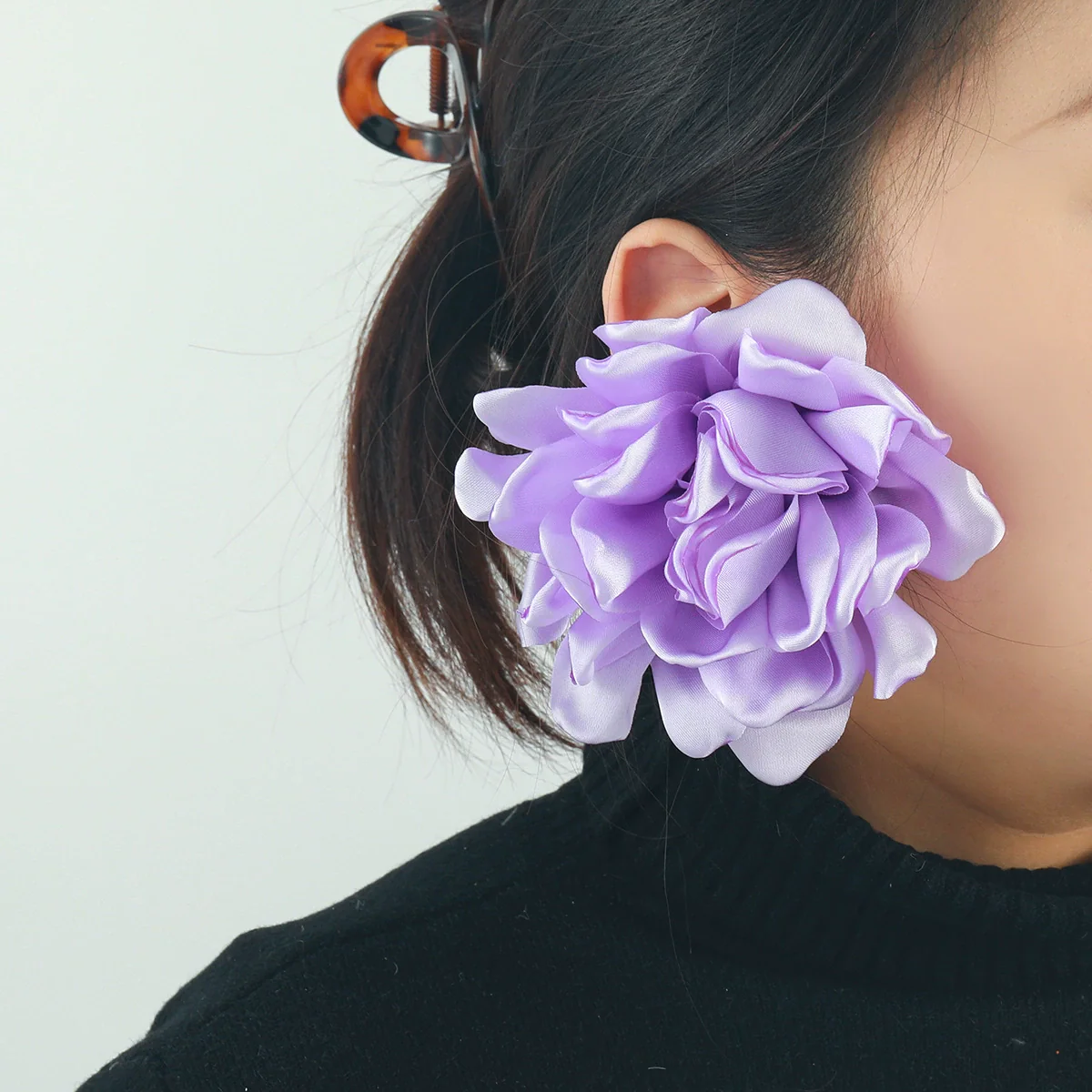 Wholesale Women's Fashion Fabric Handmade Flower Petals Earrings - Image 3