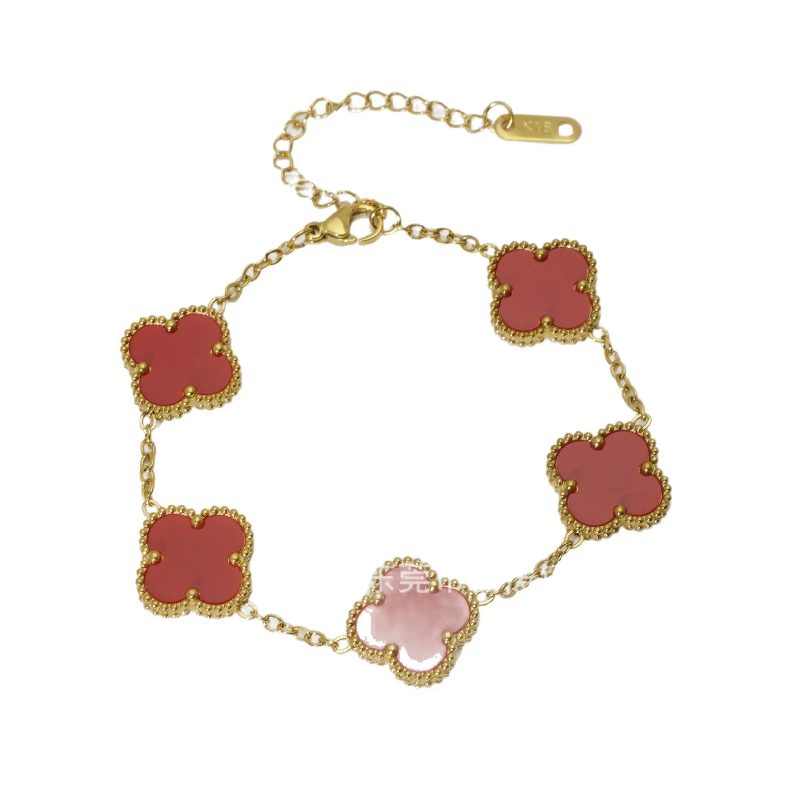 Wholesale Women's Fashion Fourleaf Clover Bracelet Gold Plated Titanium Steel - Image 5