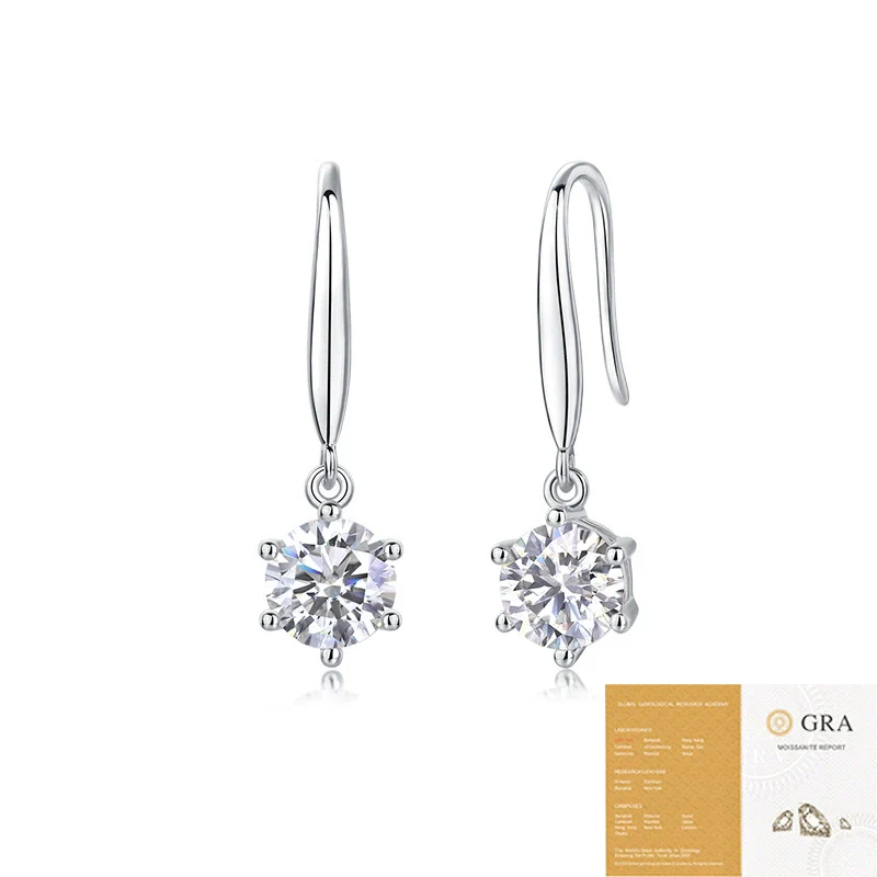 Wholesale Women's Fashion Geometric 925 Silver Earrings Set With Moissanite - Image 5