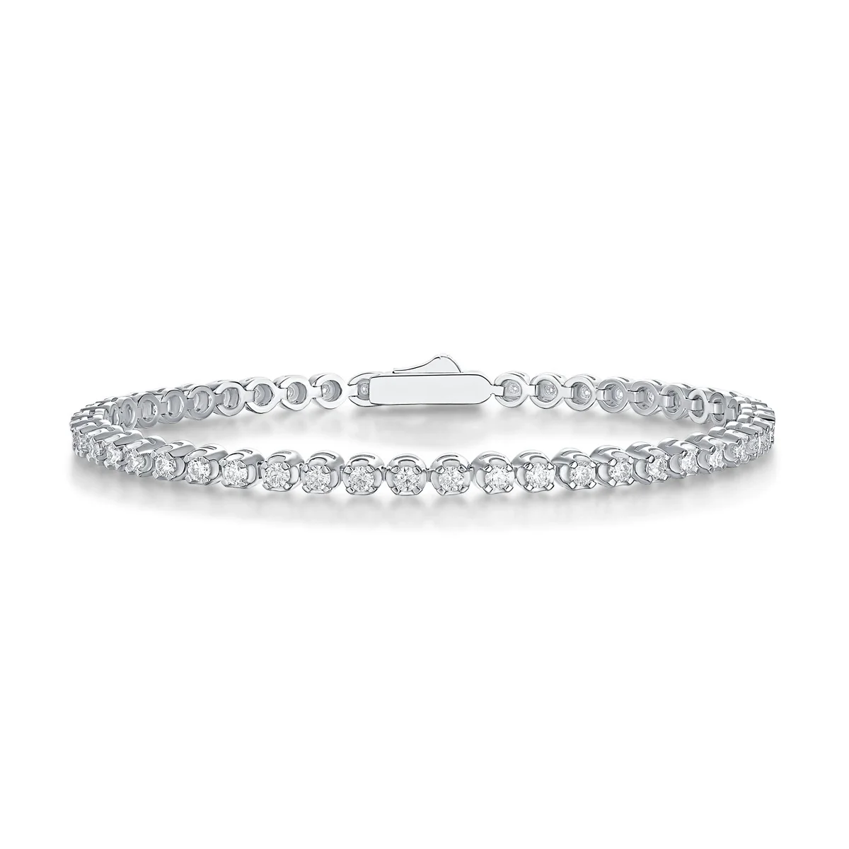Wholesale Women's Fashion Geometric 925 Silver Moissanite Bracelet Set With Diamonds - Image 2