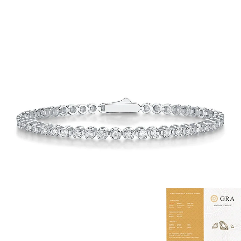 Wholesale Women's Fashion Geometric 925 Silver Moissanite Bracelet Set With Diamonds - Image 3