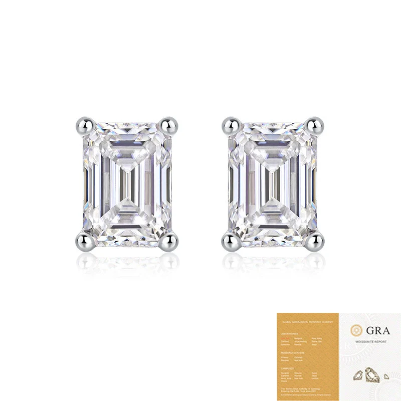 Wholesale Women's Fashion Geometric 925 Silver Moissanite Inlaid Ear Studs - Image 4