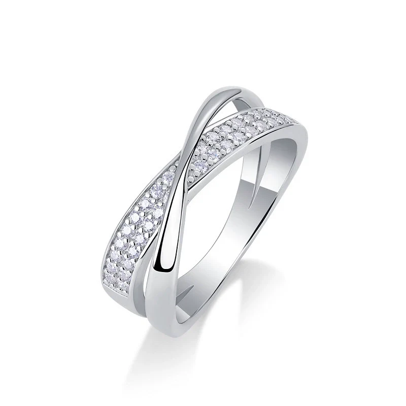 Wholesale Women's Fashion Geometric 925 Silver Moissanite Inlay Ring