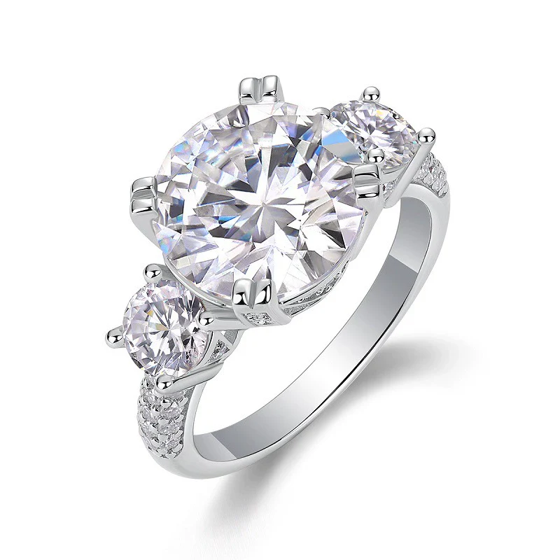 Wholesale Women's Fashion Geometric 925 Silver Moissanite Ring Set With Diamonds
