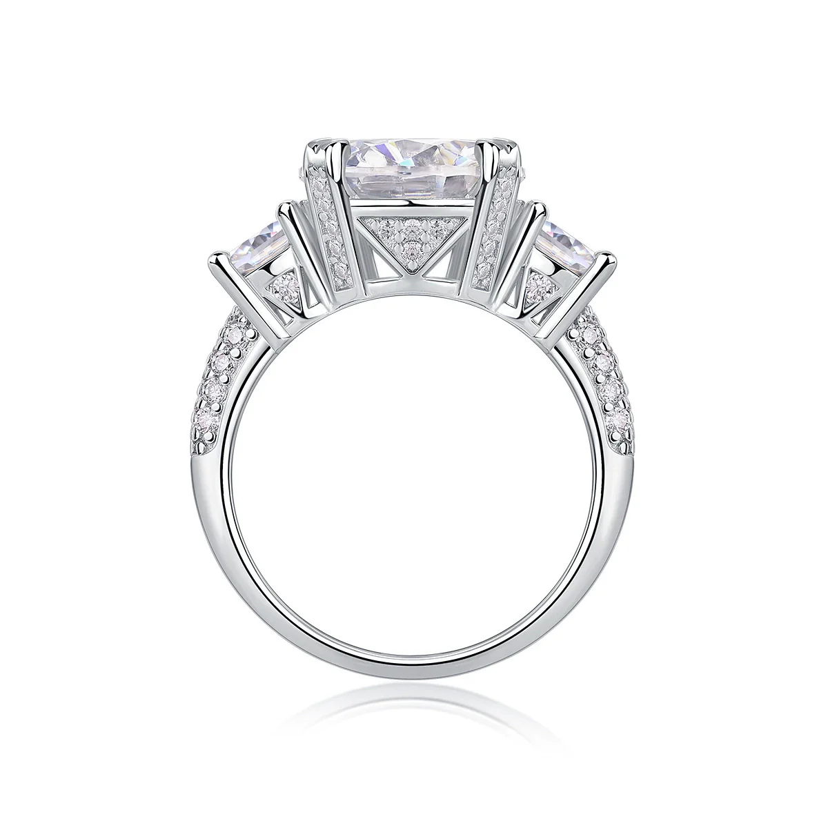 Wholesale Women's Fashion Geometric 925 Silver Moissanite Ring Set With Diamonds - Image 3