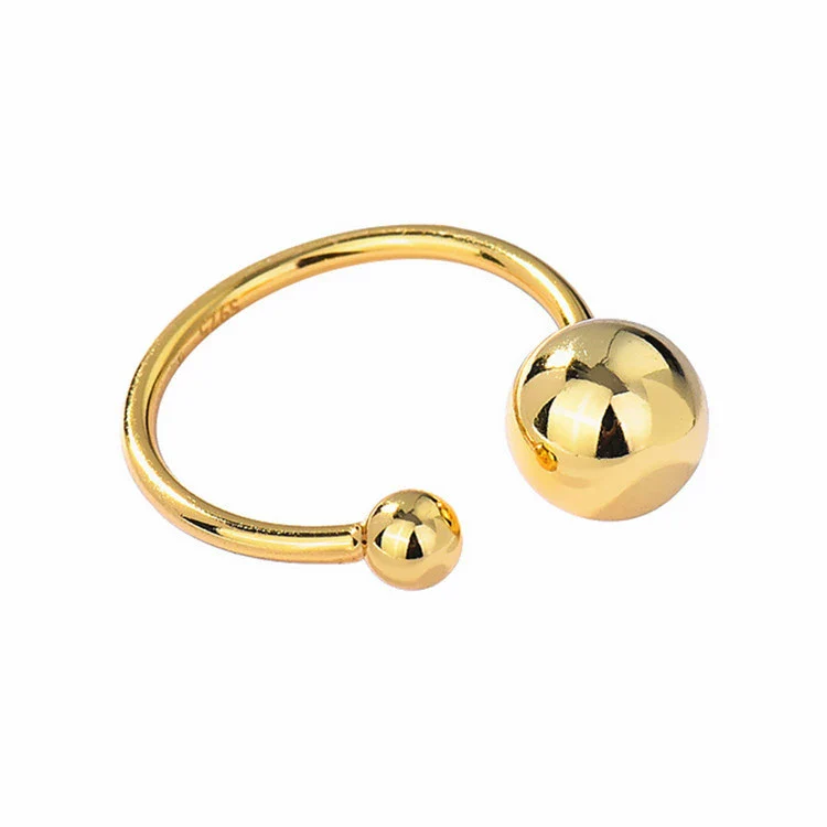 Wholesale Women's Fashion Geometric Asymmetric Round Bead Copper Ring With Electroplating - Image 6