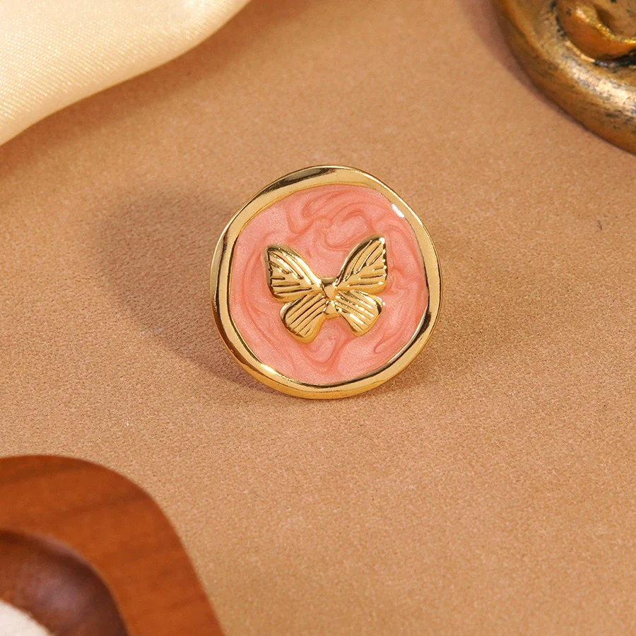 Wholesale Women's Fashion Geometric Butterfly Insect Shape Stainless Steel Dripping Oil Ring Bracelet - Image 2