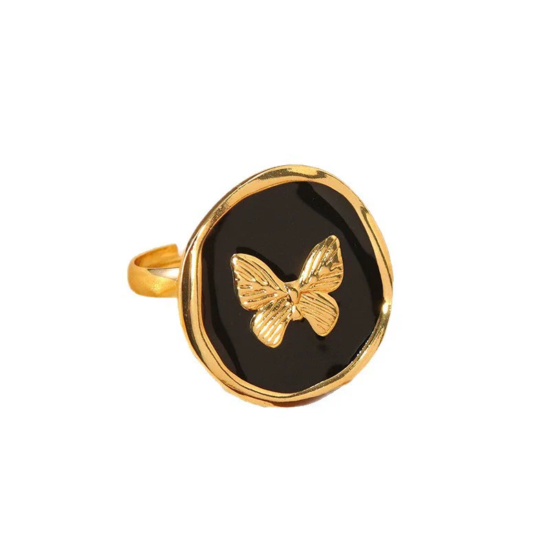 Wholesale Women's Fashion Geometric Butterfly Insect Shape Stainless Steel Dripping Oil Ring Bracelet - Image 5