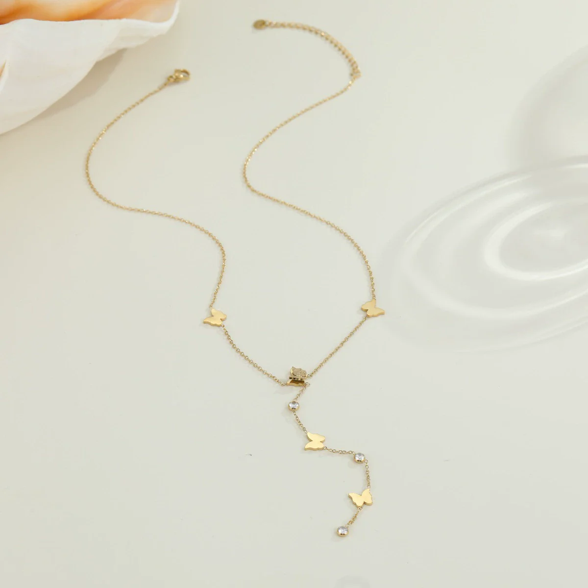 Wholesale Women's Fashion Geometric Butterfly Tassel Clavicle Chain Stainless Steel Electroplated Yshaped Chain - Image 3