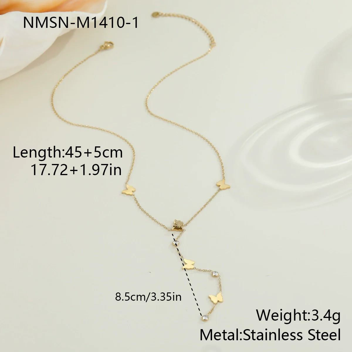 Wholesale Women's Fashion Geometric Butterfly Tassel Clavicle Chain Stainless Steel Electroplated Yshaped Chain - Image 6