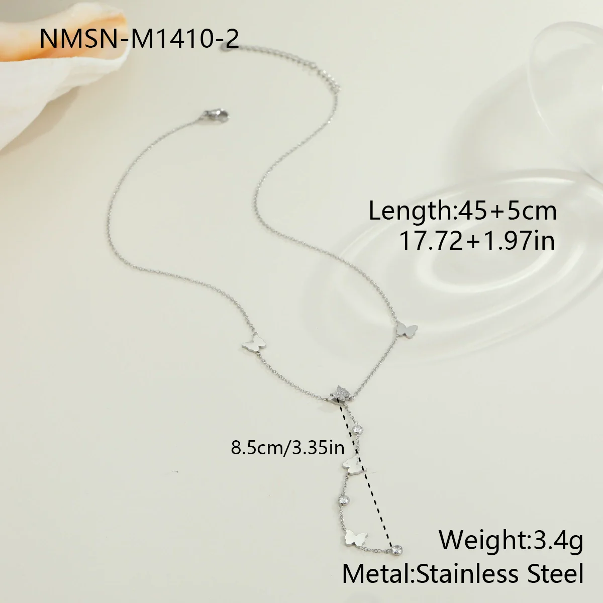 Wholesale Women's Fashion Geometric Butterfly Tassel Clavicle Chain Stainless Steel Electroplated Yshaped Chain - Image 7