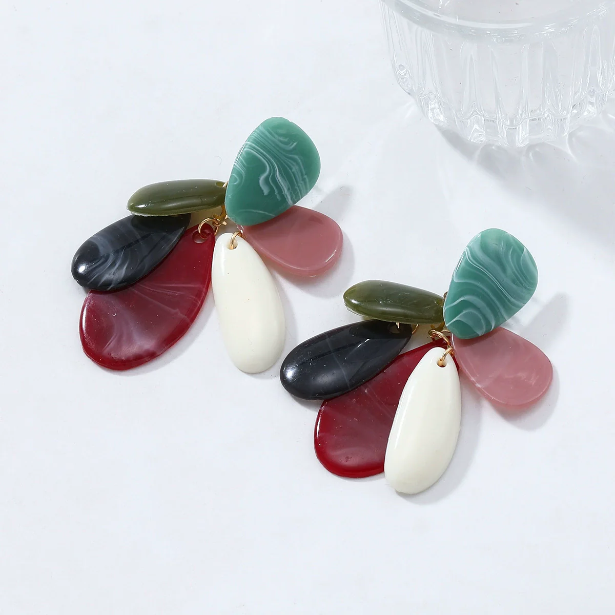 Wholesale Women's Fashion Geometric Color Matching Plastic And Resin Handmade Earrings - Image 2
