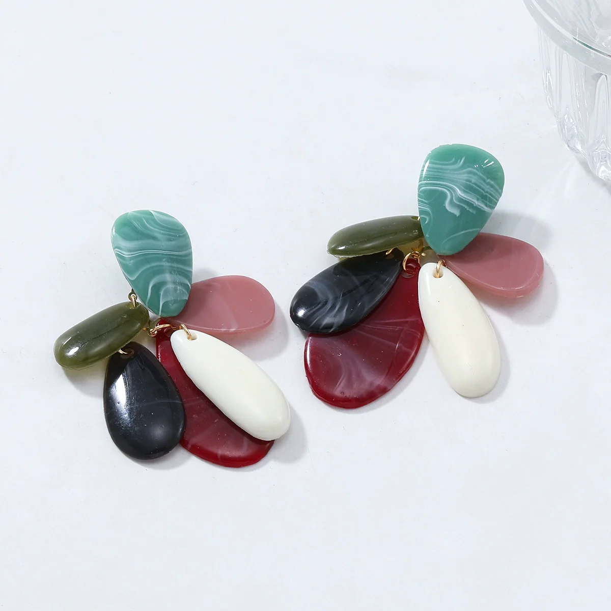 Wholesale Women's Fashion Geometric Color Matching Plastic And Resin Handmade Earrings - Image 3