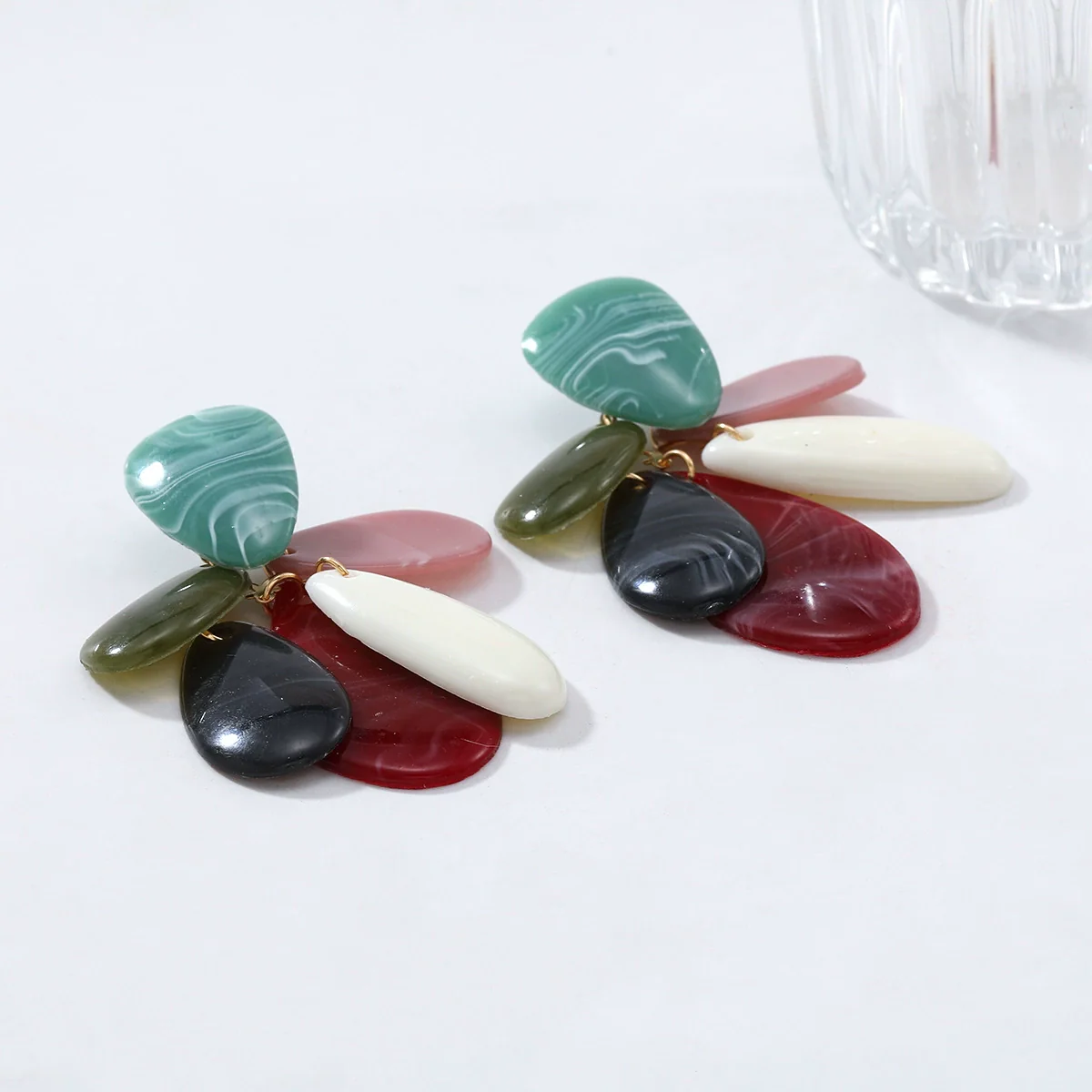 Wholesale Women's Fashion Geometric Color Matching Plastic And Resin Handmade Earrings - Image 4