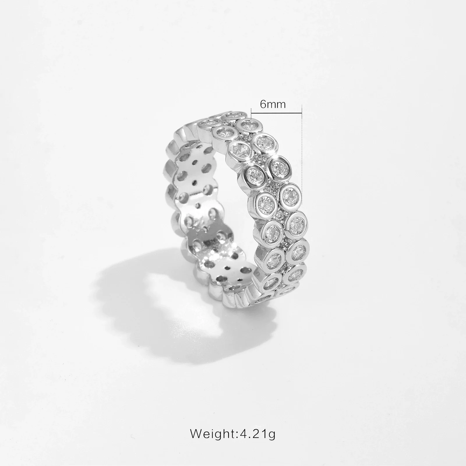 Wholesale Women's Fashion Geometric Copper Ring With Micro Inlaid Zircon And Electroplated Platinum And 18K Gold - Image 6