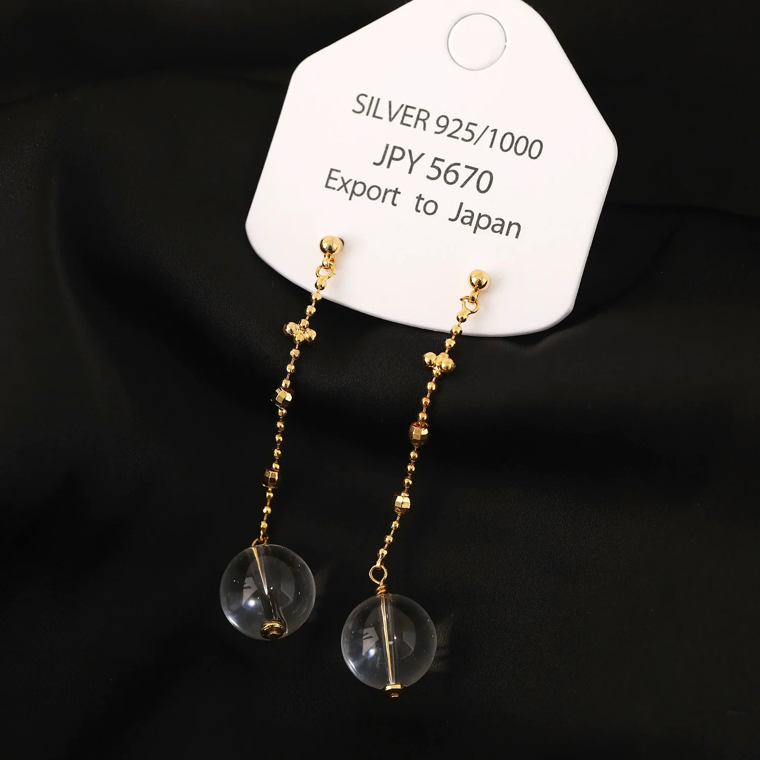 Wholesale Women's Fashion Geometric Crystal Earrings Copper Electroplated 18K Gold Lace Fairy Chain Tassel Style - Image 3