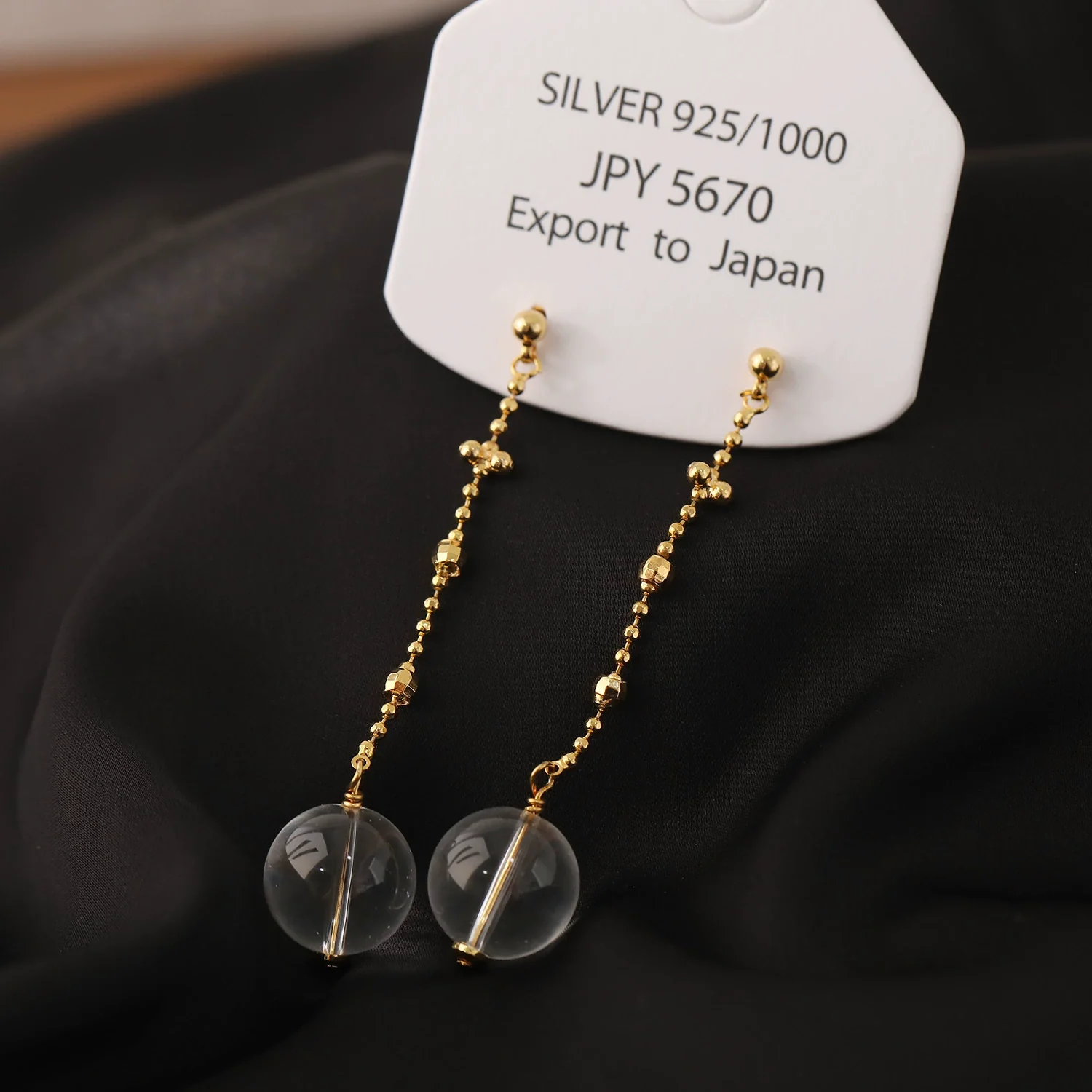Wholesale Women's Fashion Geometric Crystal Earrings Copper Electroplated 18K Gold Lace Fairy Chain Tassel Style - Image 4