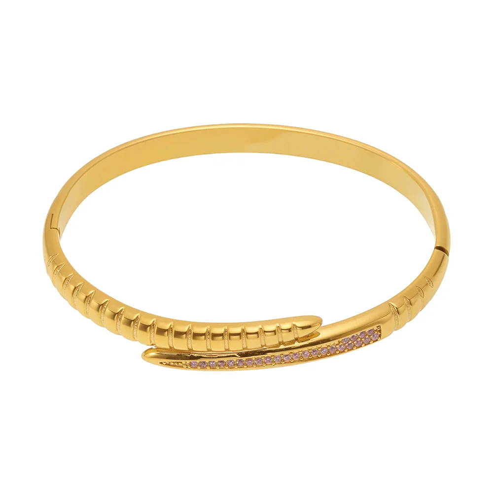 Wholesale Women's Fashion Geometric Ferris Wheel Snake Tail Buckle Bracelet With Zircon Stainless Steel 18K Gold Plated - Image 5
