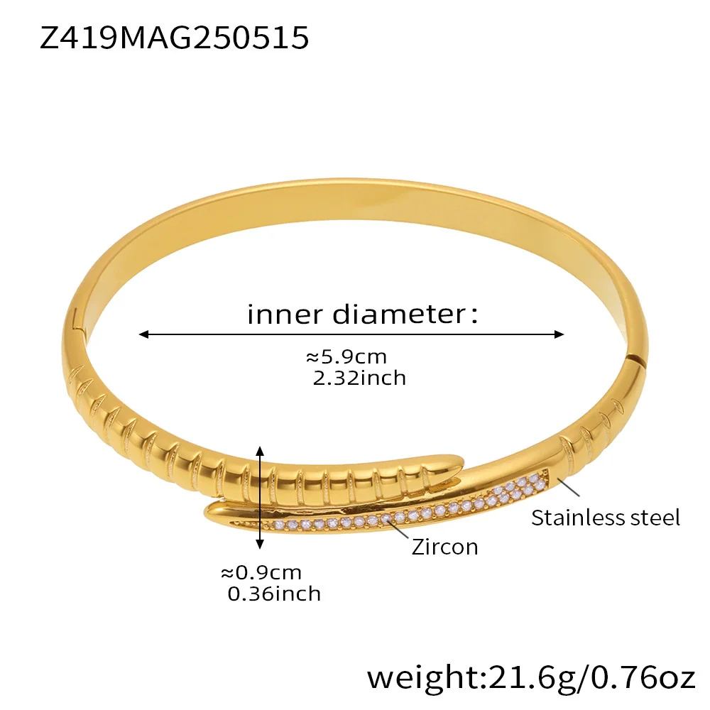 Wholesale Women's Fashion Geometric Ferris Wheel Snake Tail Buckle Bracelet With Zircon Stainless Steel 18K Gold Plated - Image 6
