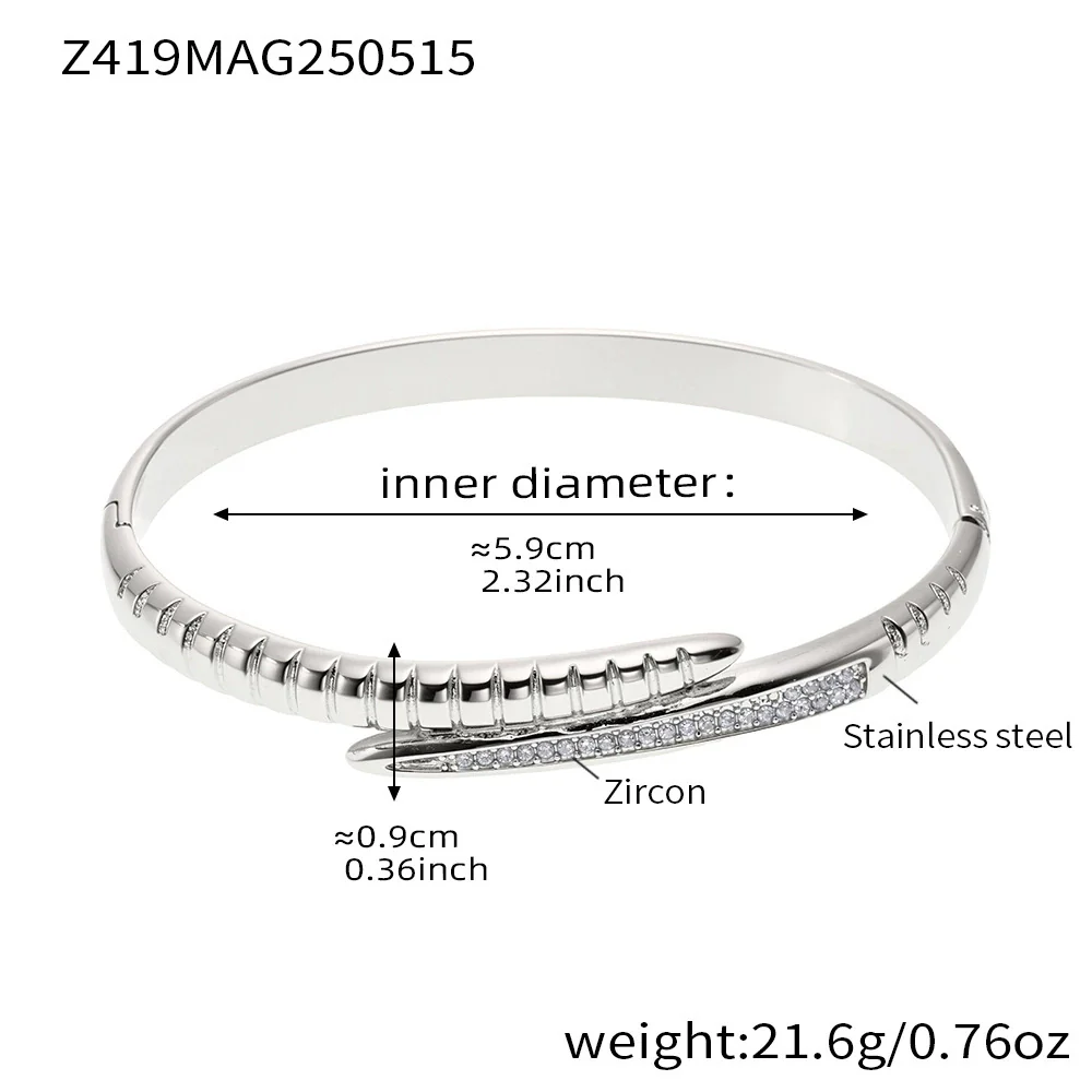 Wholesale Women's Fashion Geometric Ferris Wheel Snake Tail Buckle Bracelet With Zircon Stainless Steel 18K Gold Plated - Image 8