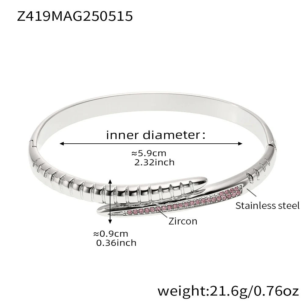 Wholesale Women's Fashion Geometric Ferris Wheel Snake Tail Buckle Bracelet With Zircon Stainless Steel 18K Gold Plated - Image 9