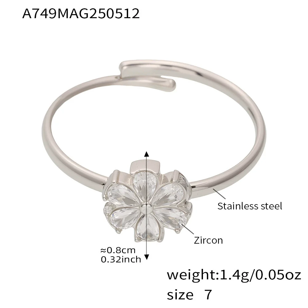 Wholesale Women's Fashion Geometric Ferris Wheel Water Drop Flower Opening Ring Stainless Steel 18K Gold Plated - Image 10