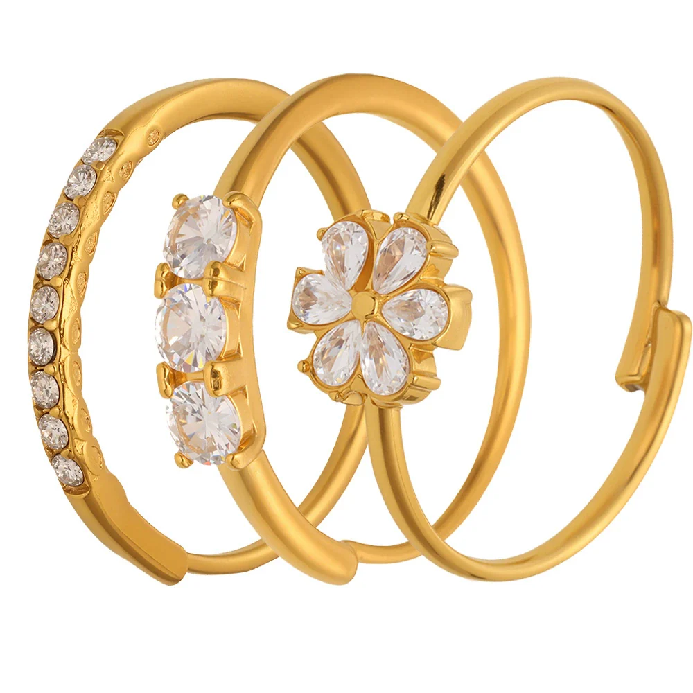 Wholesale Women's Fashion Geometric Ferris Wheel Water Drop Flower Opening Ring Stainless Steel 18K Gold Plated - Image 4