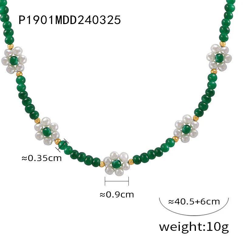 Wholesale Women's Fashion Geometric Handmade Beaded Necklace With Natural Stone And Titanium Steel Gold Plated - Image 10