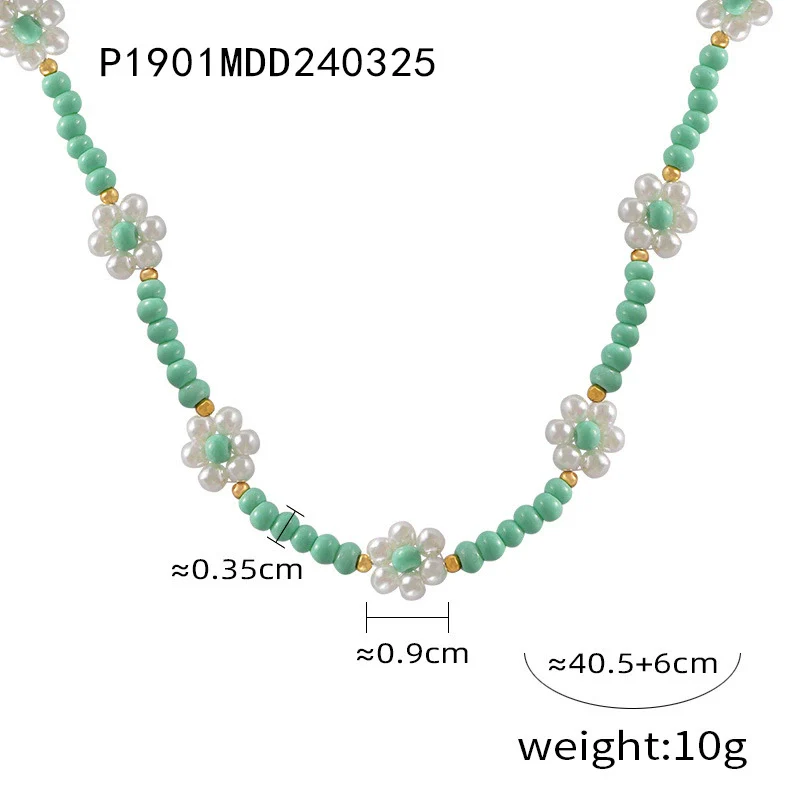 Wholesale Women's Fashion Geometric Handmade Beaded Necklace With Natural Stone And Titanium Steel Gold Plated - Image 6
