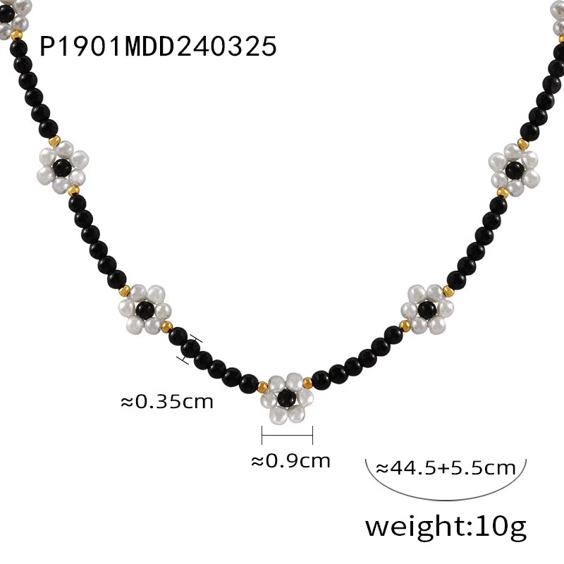 Wholesale Women's Fashion Geometric Handmade Beaded Necklace With Natural Stone And Titanium Steel Gold Plated - Image 7