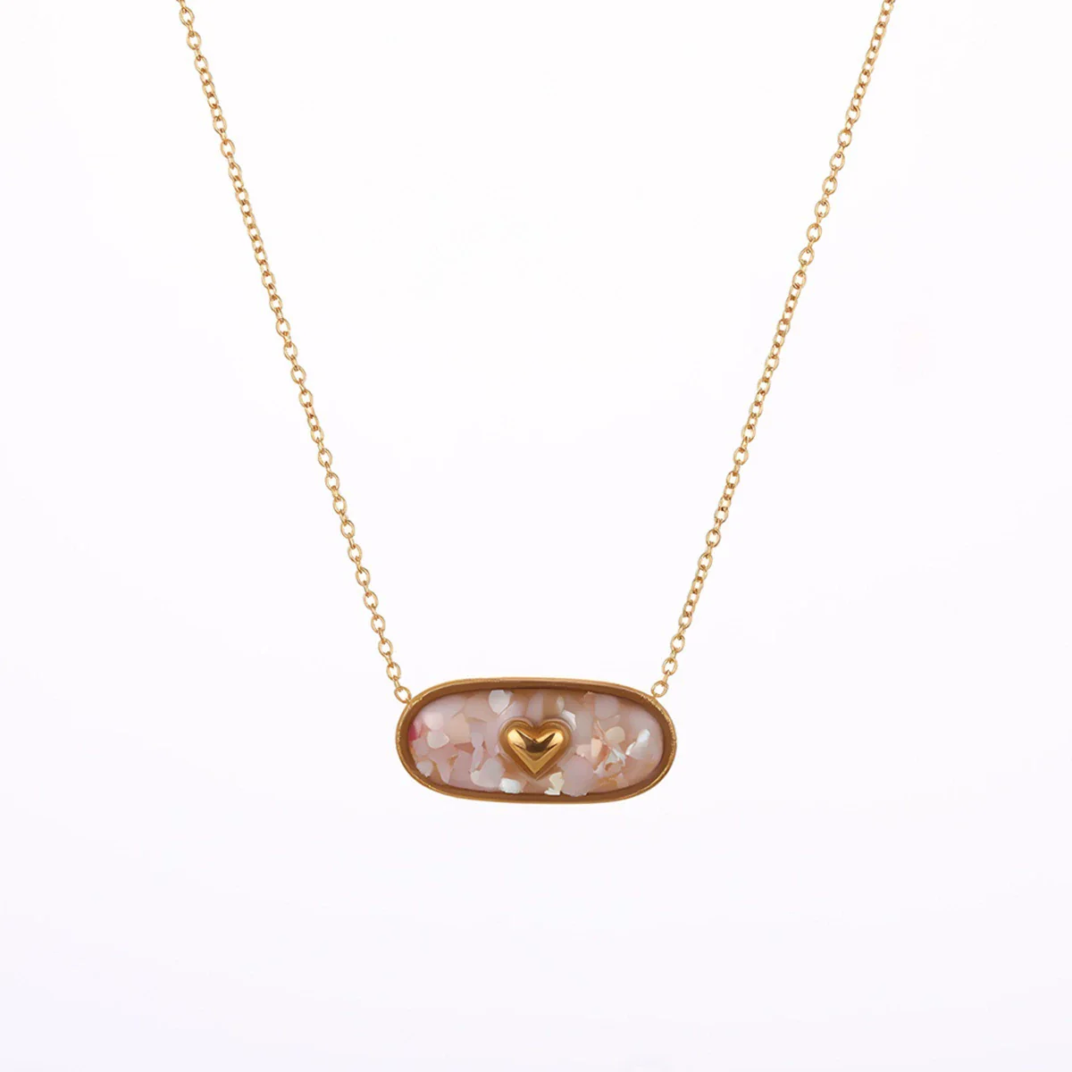 Wholesale Women's Fashion Geometric Heartshaped 18K Gold Electroplated Stainless Steel Necklace - Image 5