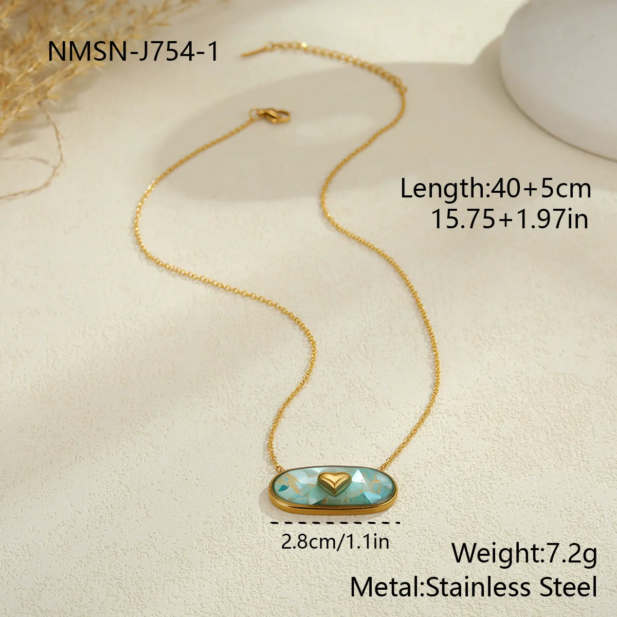 Wholesale Women's Fashion Geometric Heartshaped 18K Gold Electroplated Stainless Steel Necklace - Image 6