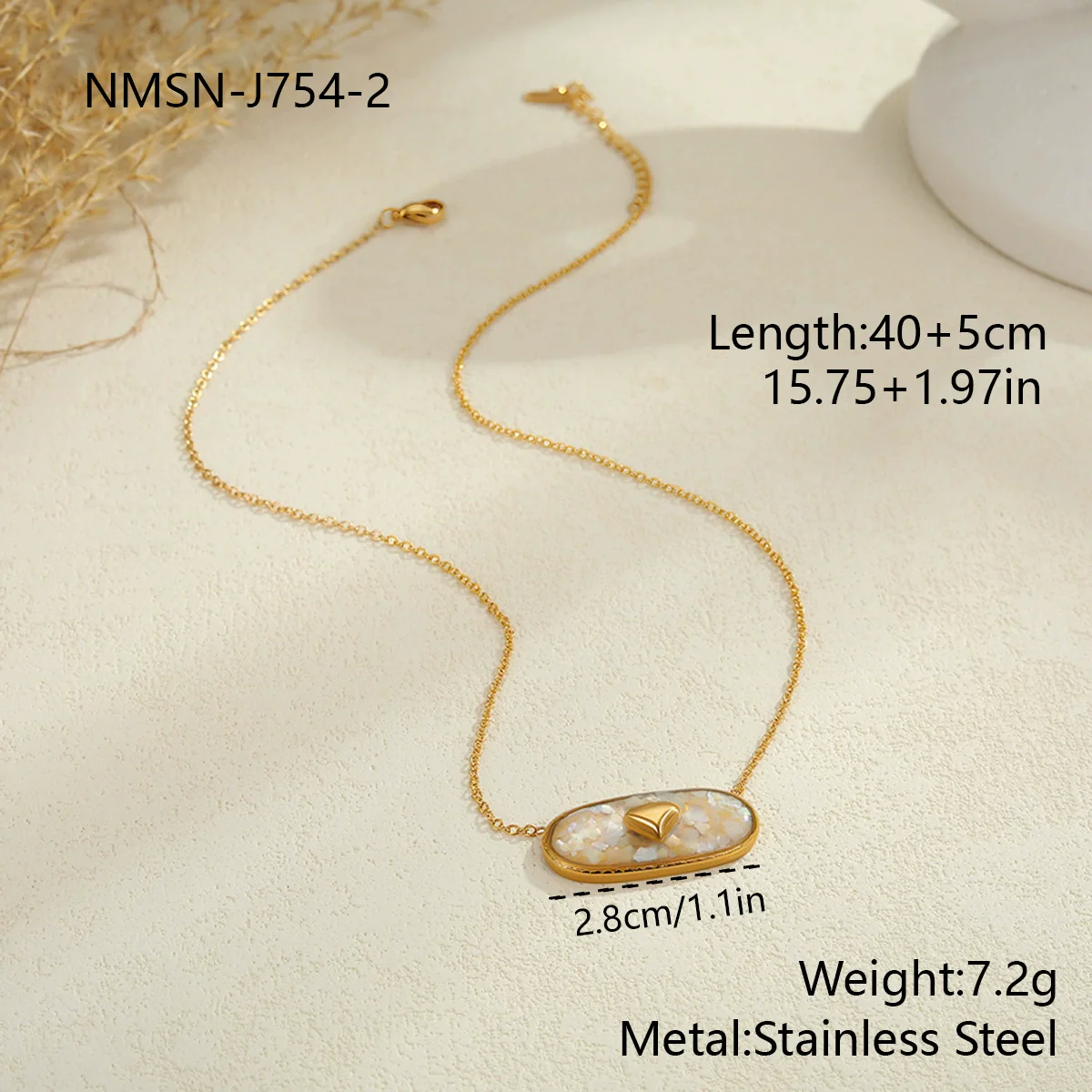 Wholesale Women's Fashion Geometric Heartshaped 18K Gold Electroplated Stainless Steel Necklace - Image 7
