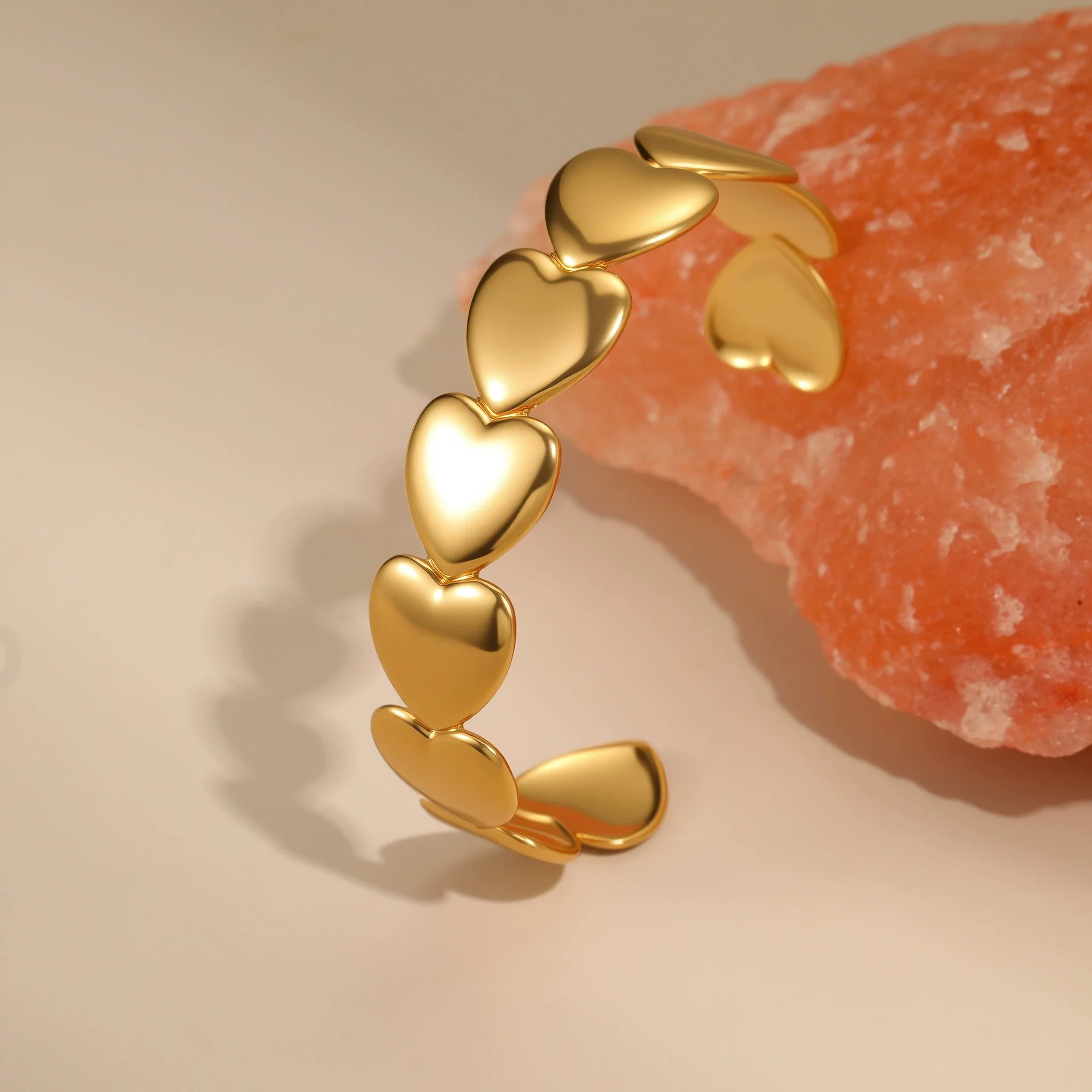 Wholesale Women's Fashion Geometric Heartshaped Fivepointed Star Stainless Steel 18K Gold Plated Bracelet Jewelry - Image 3