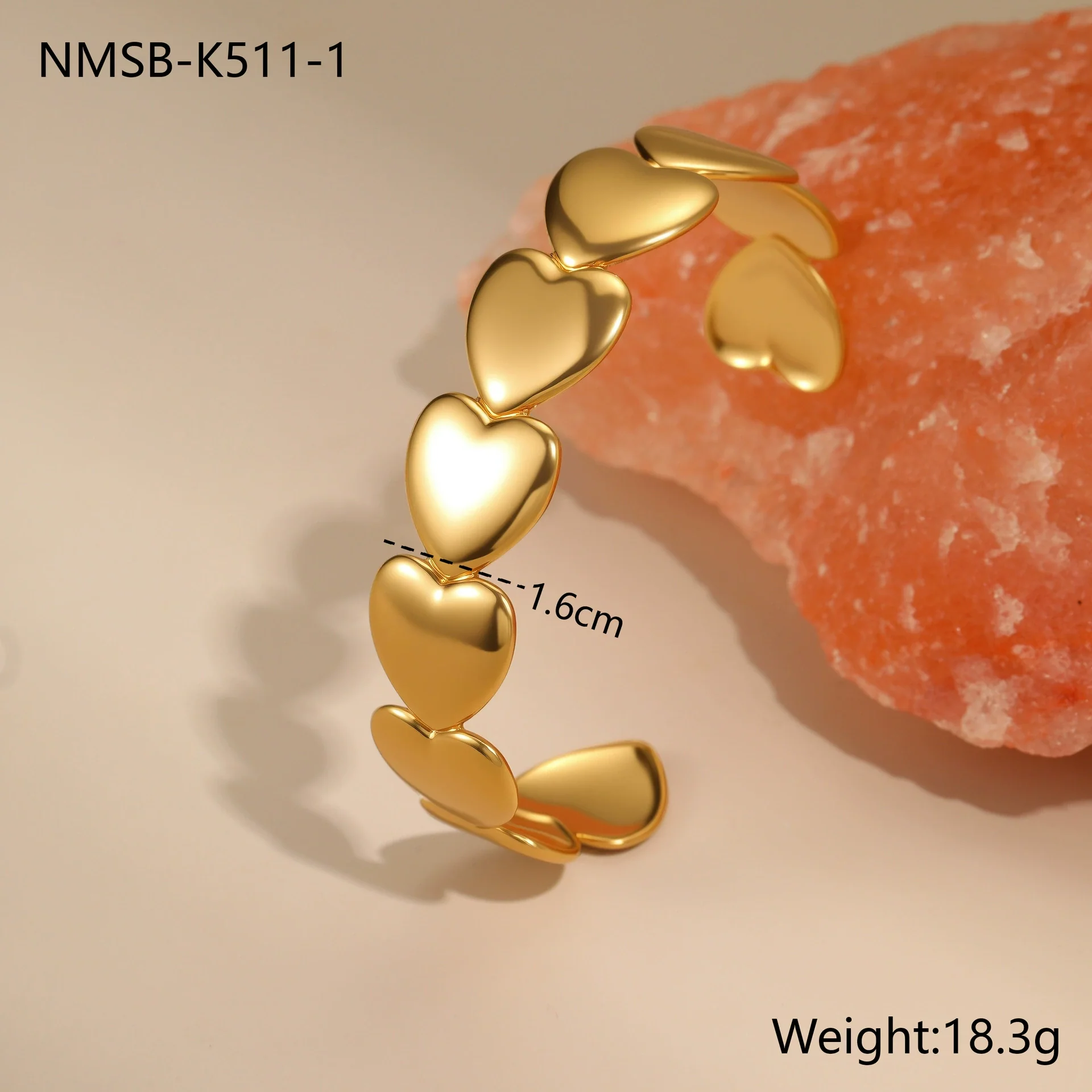 Wholesale Women's Fashion Geometric Heartshaped Fivepointed Star Stainless Steel 18K Gold Plated Bracelet Jewelry - Image 6