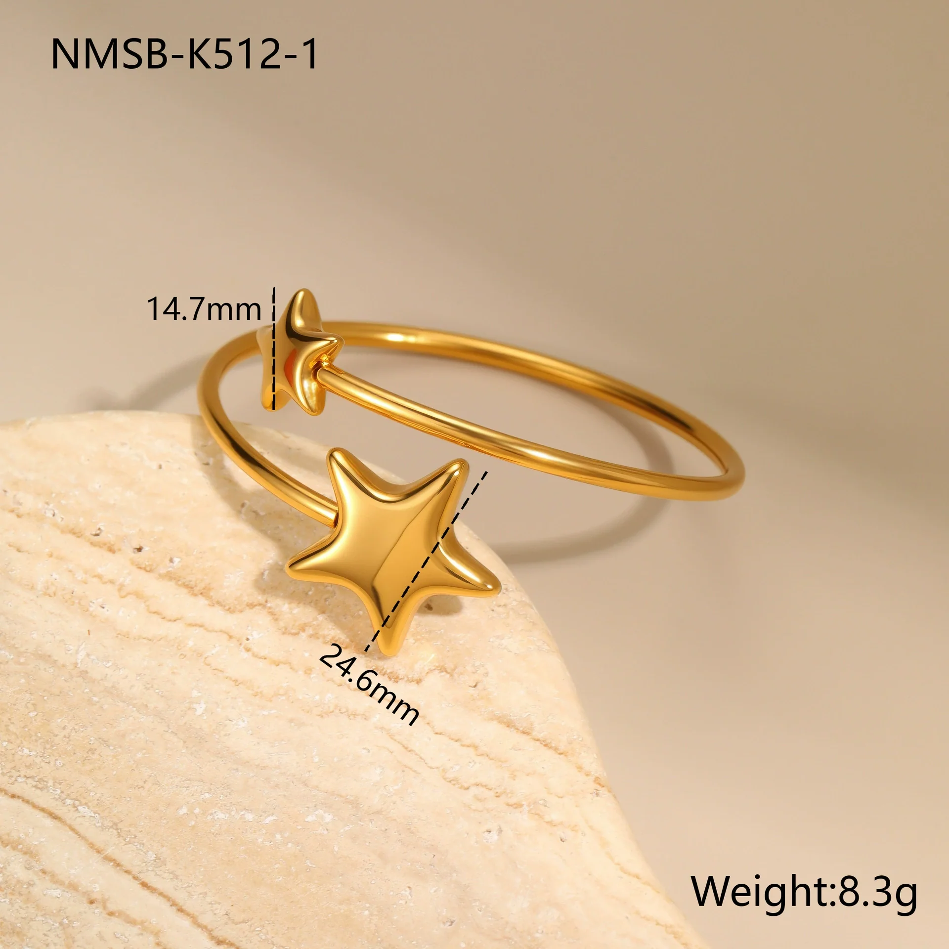 Wholesale Women's Fashion Geometric Heartshaped Fivepointed Star Stainless Steel 18K Gold Plated Bracelet Jewelry - Image 8