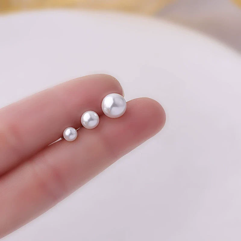 Wholesale Women's Fashion Geometric Imitation Pearl Titanium Steel Handmade Ear Bone Nails Earrings - Image 2