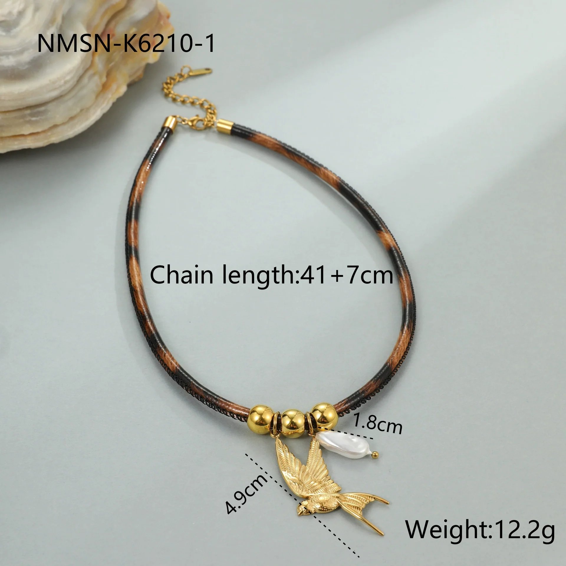 Wholesale Women's Fashion Geometric Leopard Print Stainless Steel 18K Electroplated Necklace - Image 6